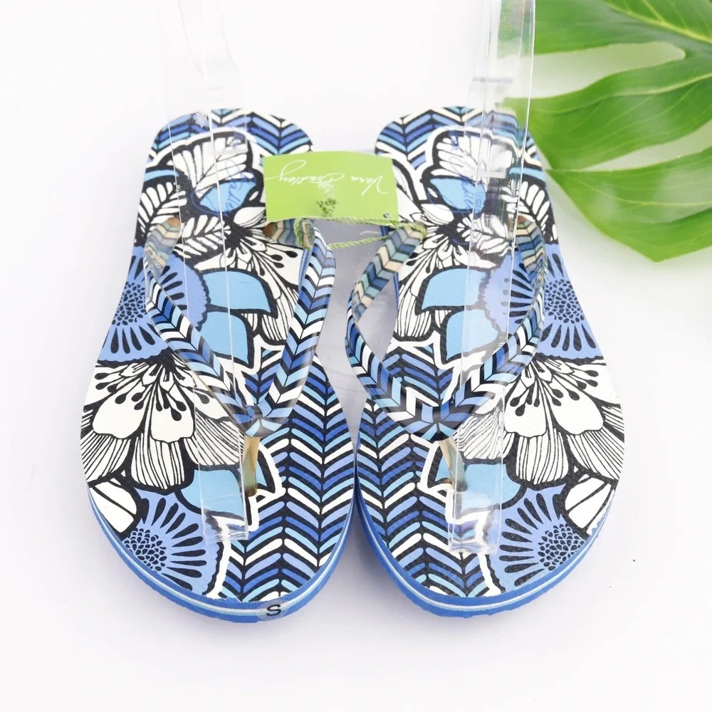 Vera Bradley Womens Sandals Size 6 Blue Bayou Thong Flip Flop Slide Paisley Shoe